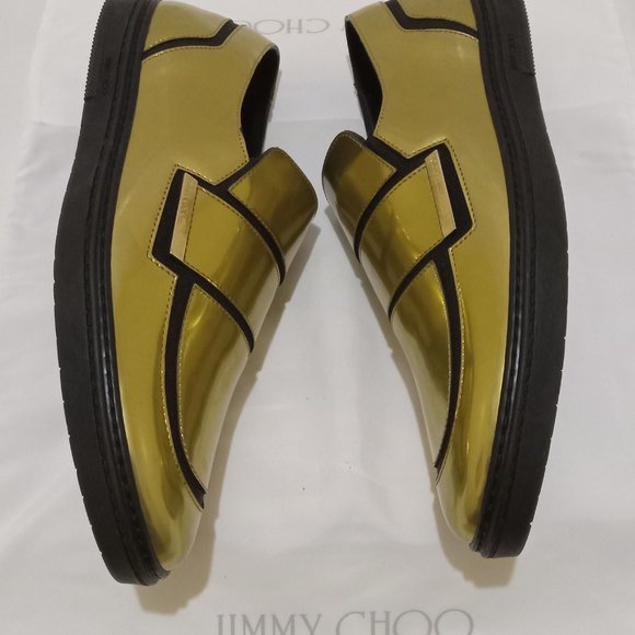 Jimmy Choo Metallic Gold Patent Leather Grove Slip-On - EU44 US11 - Picture 4 of 10